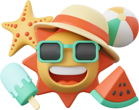 Beach Accessories  3D Illustration