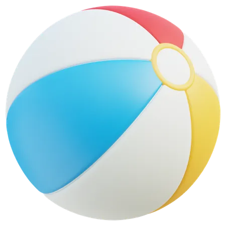 3 D Colorful Beach Ball With Bright Stripes And Glossy Finish 3D Icon