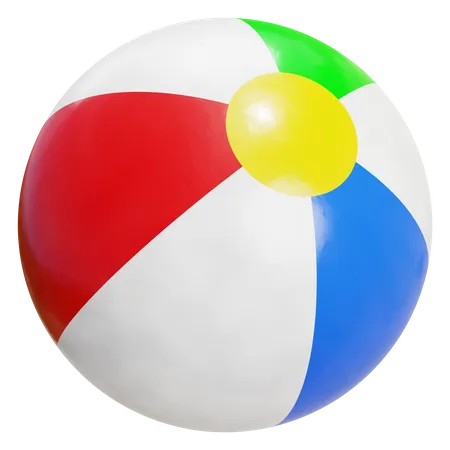 Colorful Beach Ball 3 D Illustration White Red Yellow Green And Blue Beach Ball Isolated On Transparent Background 3D Icon