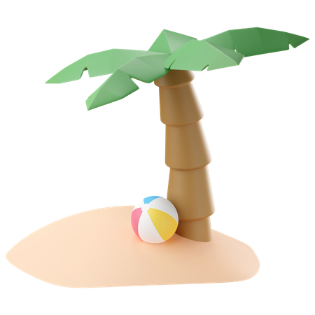 Beach ball with coconut palm tree 3D Icon