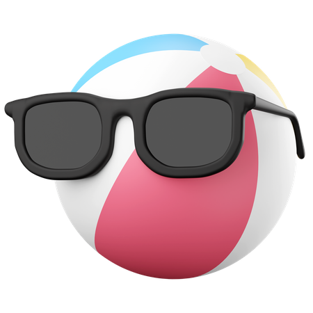 Beach ball with sunglasses  3D Icon