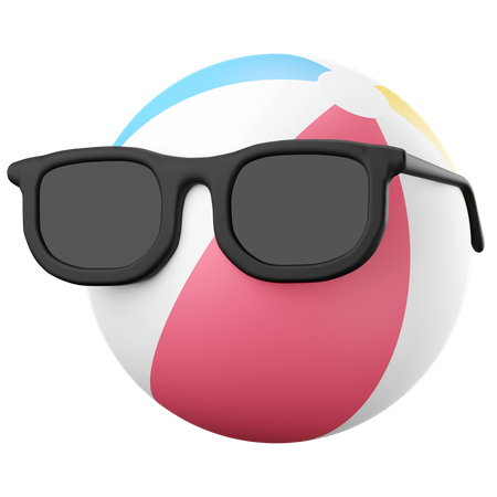 Beach ball with sunglasses 3D Icon