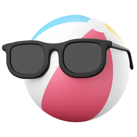 Beach ball with sunglasses  3D Icon