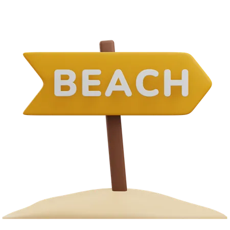 Beach Sign Board 3 D Render Illustration With Transparent Background 3D Icon