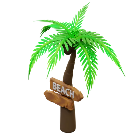 3 D Illustration Of Coconut Trees And Beach Directions 3D Icon