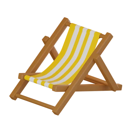 Beach Chair Symbolizing Relaxation And Leisure Perfect For Evoking The Essence Of A Sunny Beach Vacation 3 D Render Illustration 3D Icon