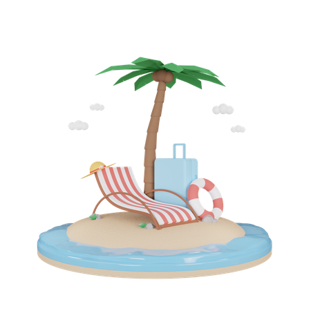 Beach chair  3D Illustration