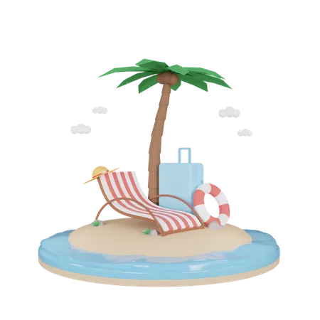 Beach chair  3D Illustration