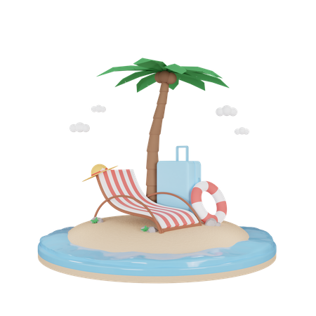 Beach chair 3D Illustration