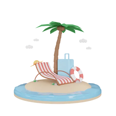 Beach chair 3D Illustration