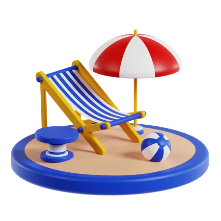 Beach Chair 3D Icon