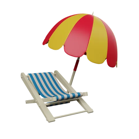 3 D Beach Chair Illustration 3D Icon