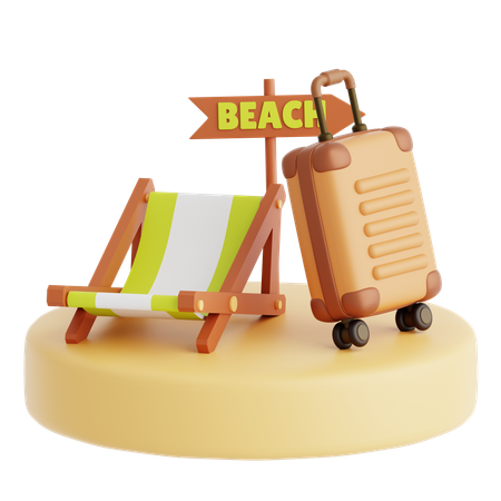 Beach Chair And Luggage  3D Icon