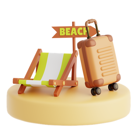 Beach Chair And Luggage  3D Icon