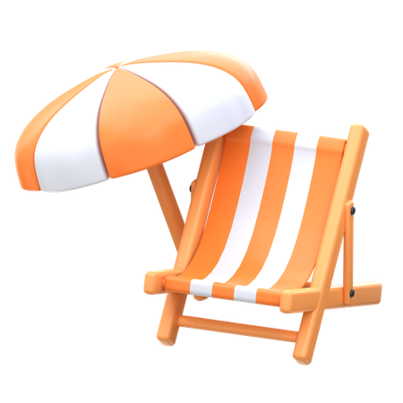 Beach Chair and Umbrella  3D Icon