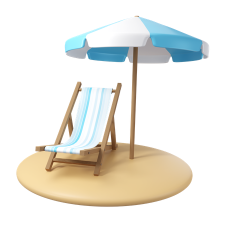 Beach Chair With Umbrella  3D Icon