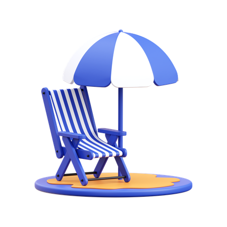 Beach chair with umbrella  3D Icon