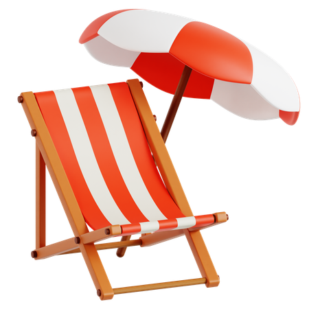 Beach Chair With Umbrella  3D Icon