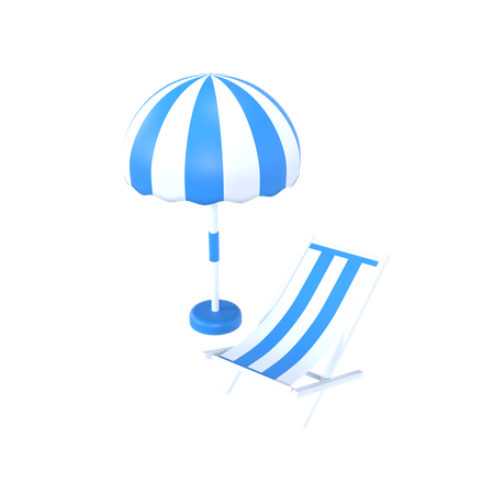 Beach Chair With Umbrella  3D Icon