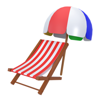 Beach Chair With Umbrella 3D Icon
