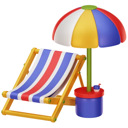 Beach Chair with Umbrella  3D Icon