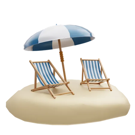 Beach Chairs  3D Icon