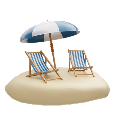 Beach Chairs 3D Icon