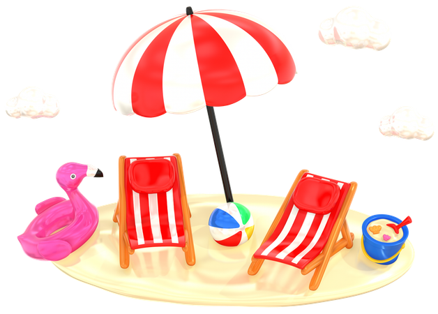 Beach chairs scene  3D Icon