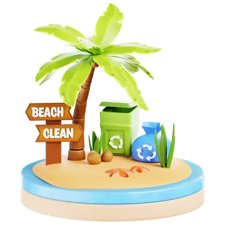 Beach Cleanup  3D Icon