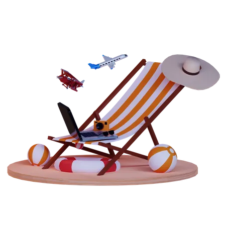 3 D Work From Holiday Icon 3D Illustration