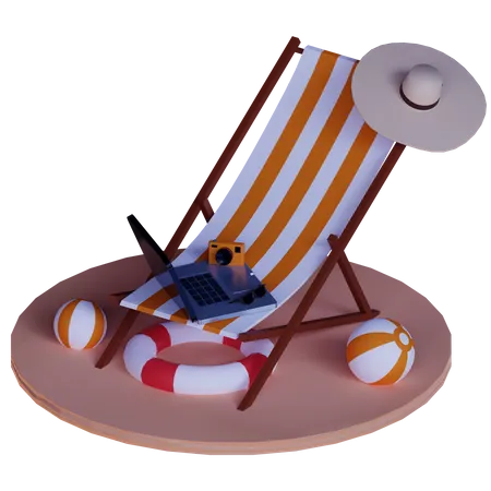 3 D Work From Holiday Icon 3D Illustration