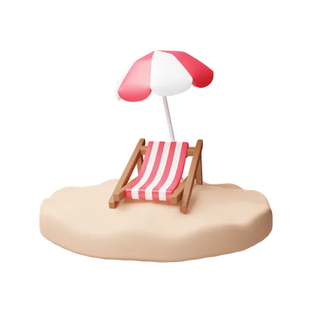 Sand And Chair With Umbrella Download This Item Now 3D Icon