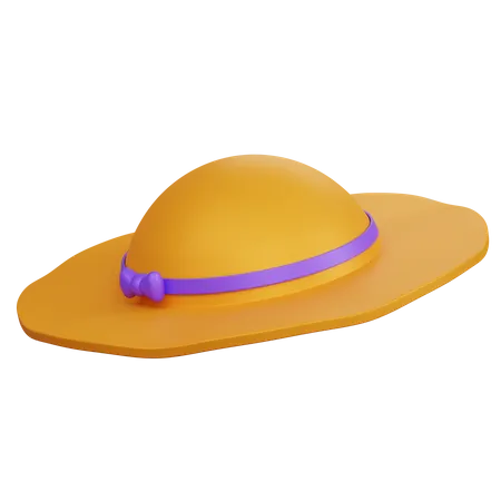 3 D Rendering Yellow Beach Hat Isolated 3D Icon