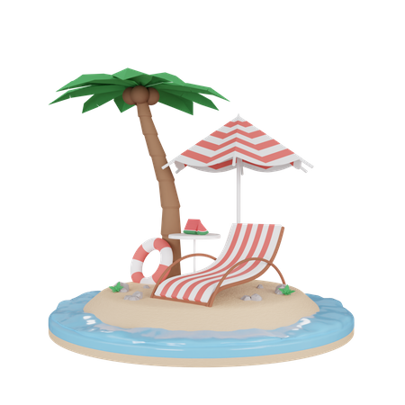 Beach holiday  3D Icon