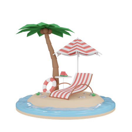 Beach holiday 3D Illustration