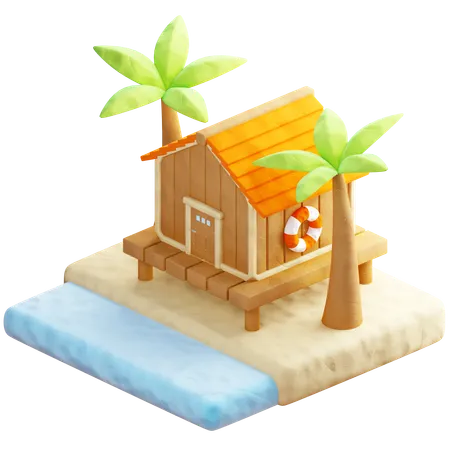 Beach House 3 D Icon 3D Icon
