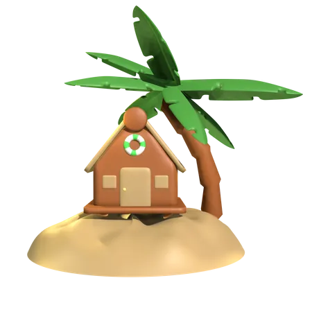 Beach Hut  3D Icon