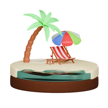 Beach Island 3 D Icon 3D Icon