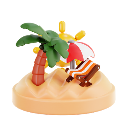 Beach Island  3D Icon