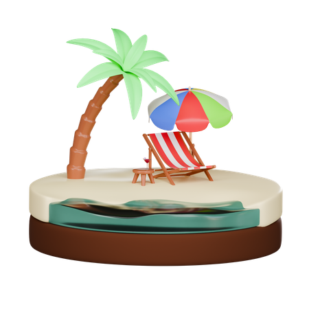 Beach Island  3D Icon