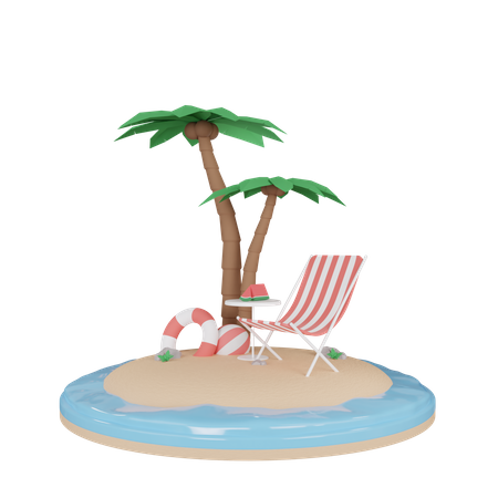 Beach island  3D Icon