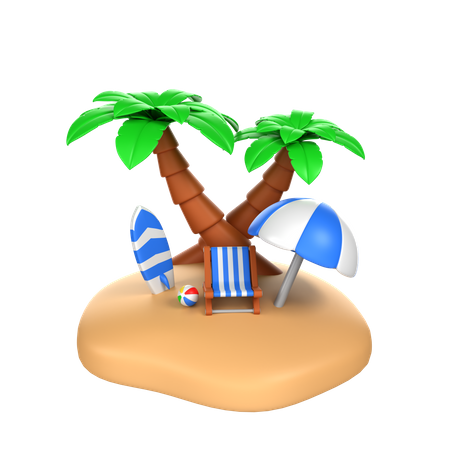 Beach Island  3D Icon