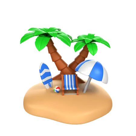 Beach Island  3D Icon