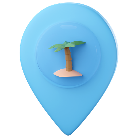 Beach location pin 3D Icon