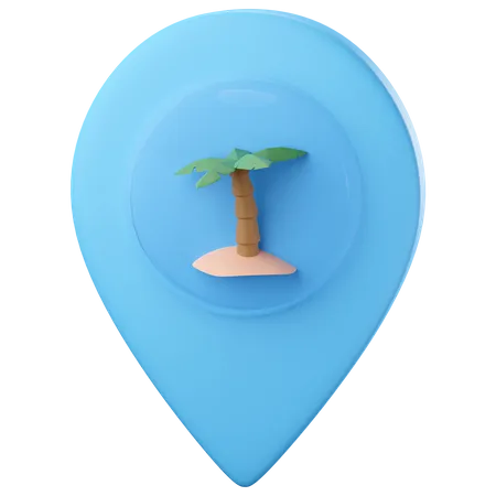 Beach location pin  3D Icon