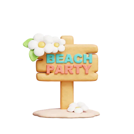 3 D Beach Party Signpost Hawaii Element Summer Tropical Holiday Vacation 3D Icon
