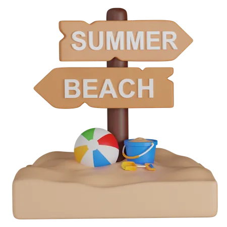 Beach Sign  3D Icon