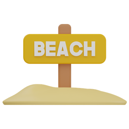 Beach Sign 3D Illustration