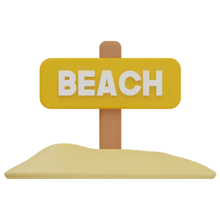 Beach Sign 3D Illustration