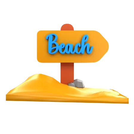 3 D Render Beach Sign Illustration 3D Icon